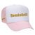 Bombshell Trucker Hat White on Pink with Embroidery Bomb Detail