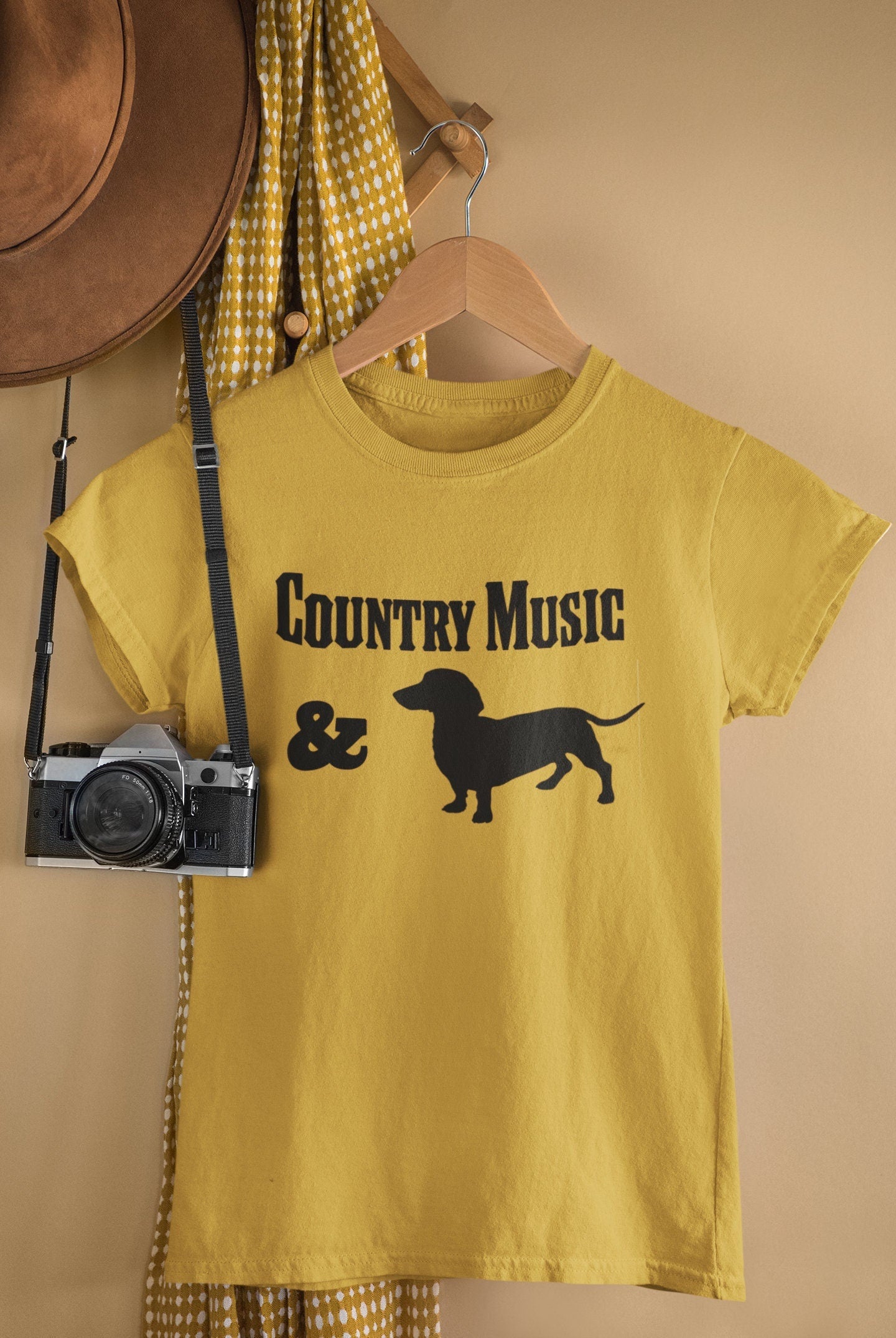 Emergency Print House Country Music and Dachshund Graphic T-shirt
